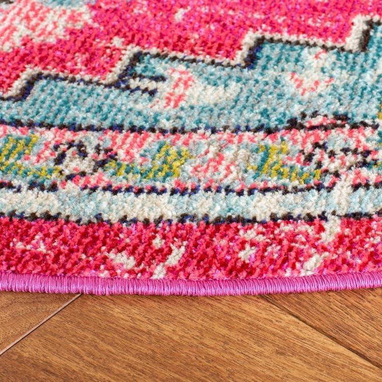 image:imageSAFAVIEH Madison Collection Area Rug 67 Square Cream amp Blue Boho Chic Distressed Medallion Design NonShedding amp Easy to Clean Ideal for Living Room Bedroom Dining Space MAD473BFuchsiaBlue