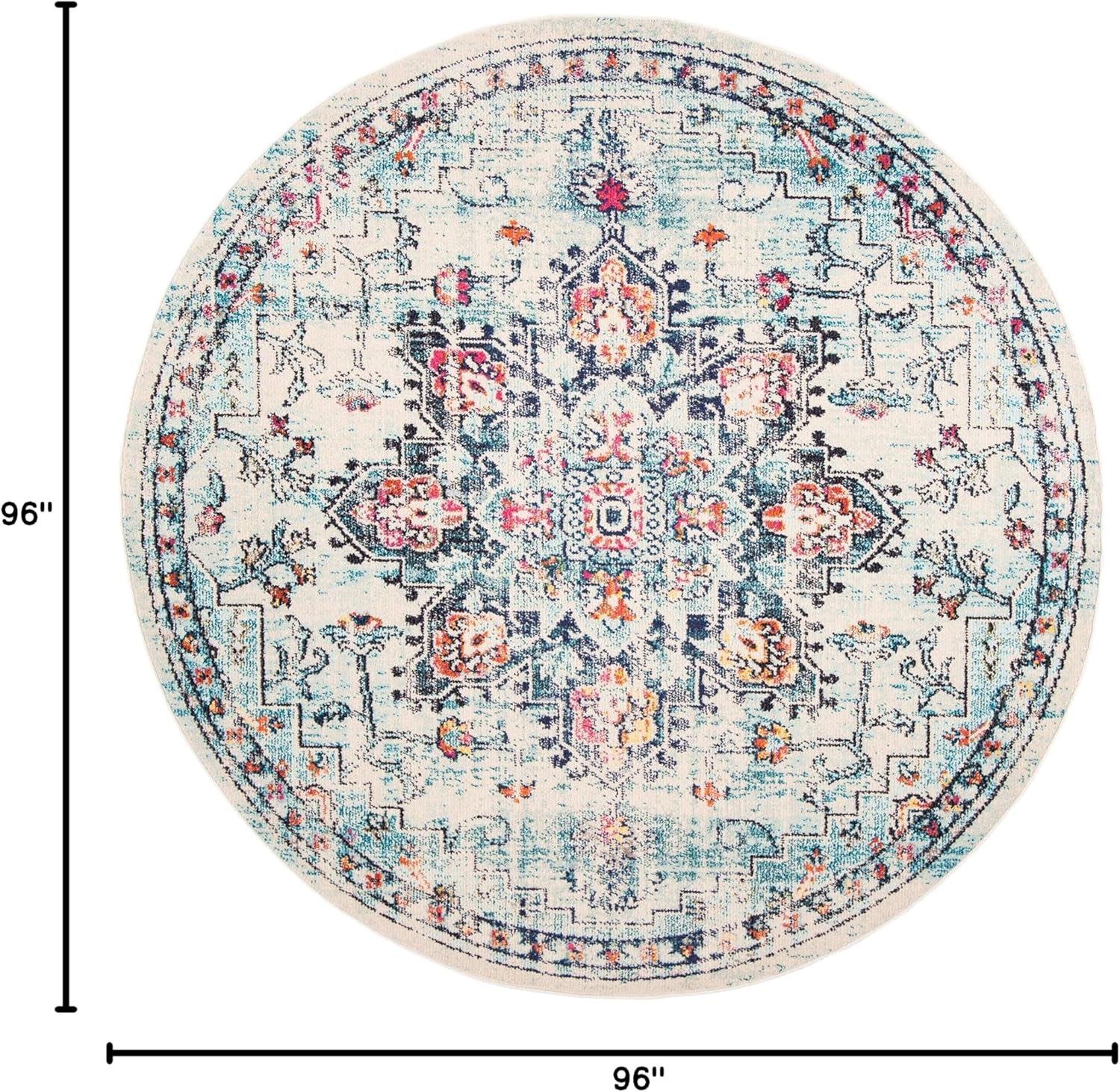 image:imageSAFAVIEH Madison Collection Area Rug 67 Square Cream amp Blue Boho Chic Distressed Medallion Design NonShedding amp Easy to Clean Ideal for Living Room Bedroom Dining Space MAD473BCreamBlue