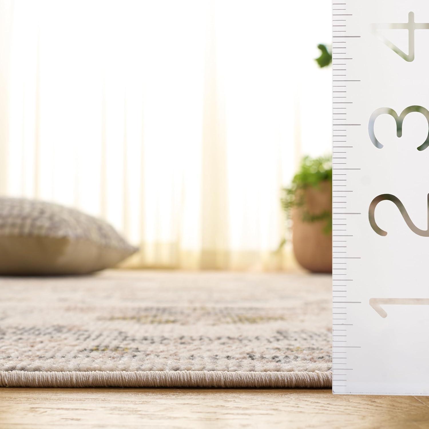 image:imageSAFAVIEH Madison Collection Area Rug 67 Square Cream amp Blue Boho Chic Distressed Medallion Design NonShedding amp Easy to Clean Ideal for Living Room Bedroom Dining Space MAD473BIvoryGrey Gold