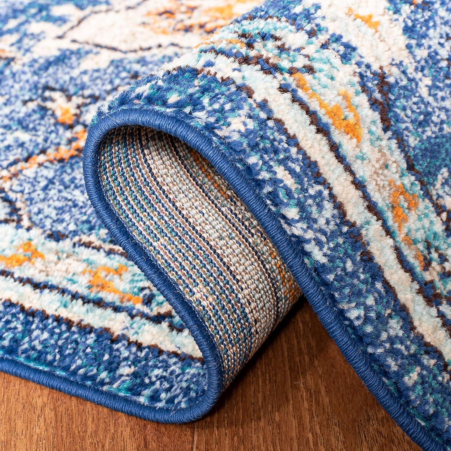 image:imageSAFAVIEH Madison Collection Area Rug 67 Square Cream amp Blue Boho Chic Distressed Medallion Design NonShedding amp Easy to Clean Ideal for Living Room Bedroom Dining Space MAD473BBlueLight Blue
