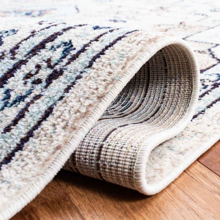 image:imageSAFAVIEH Madison Collection Area Rug 67 Square Cream amp Blue Boho Chic Distressed Medallion Design NonShedding amp Easy to Clean Ideal for Living Room Bedroom Dining Space MAD473BIvoryLight Blue