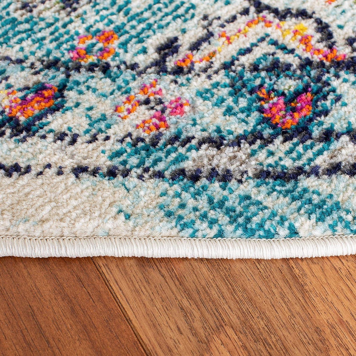 image:imageSAFAVIEH Madison Collection Area Rug 67 Square Cream amp Blue Boho Chic Distressed Medallion Design NonShedding amp Easy to Clean Ideal for Living Room Bedroom Dining Space MAD473BCreamBlue