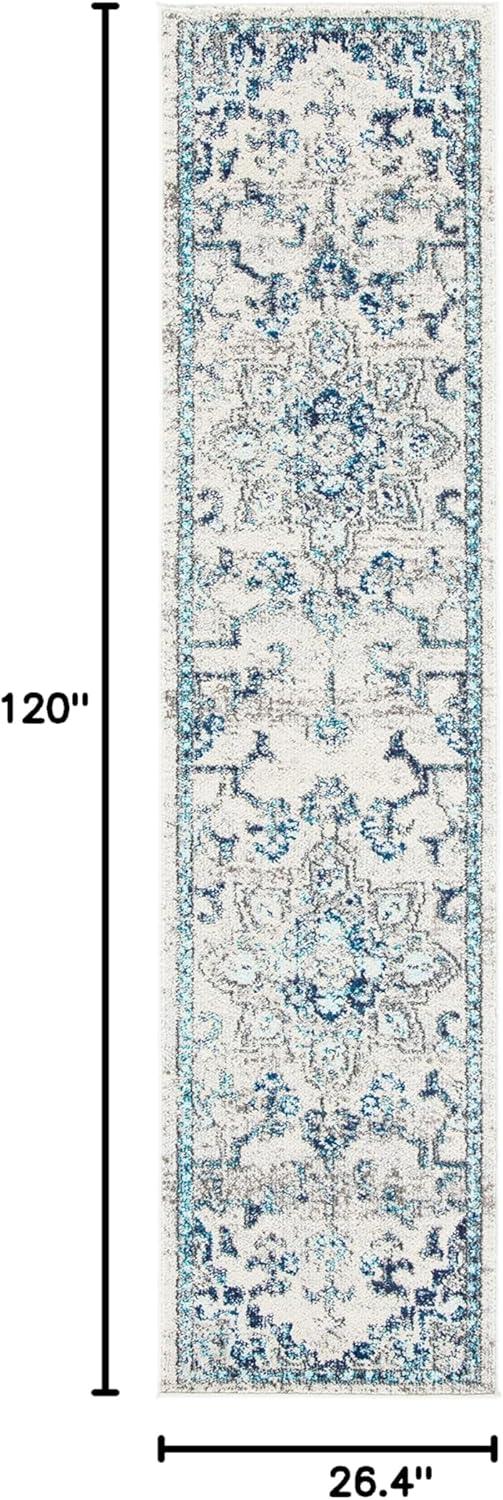 image:imageSAFAVIEH Madison Collection Area Rug 67 Square Cream amp Blue Boho Chic Distressed Medallion Design NonShedding amp Easy to Clean Ideal for Living Room Bedroom Dining Space MAD473BIvoryGrey