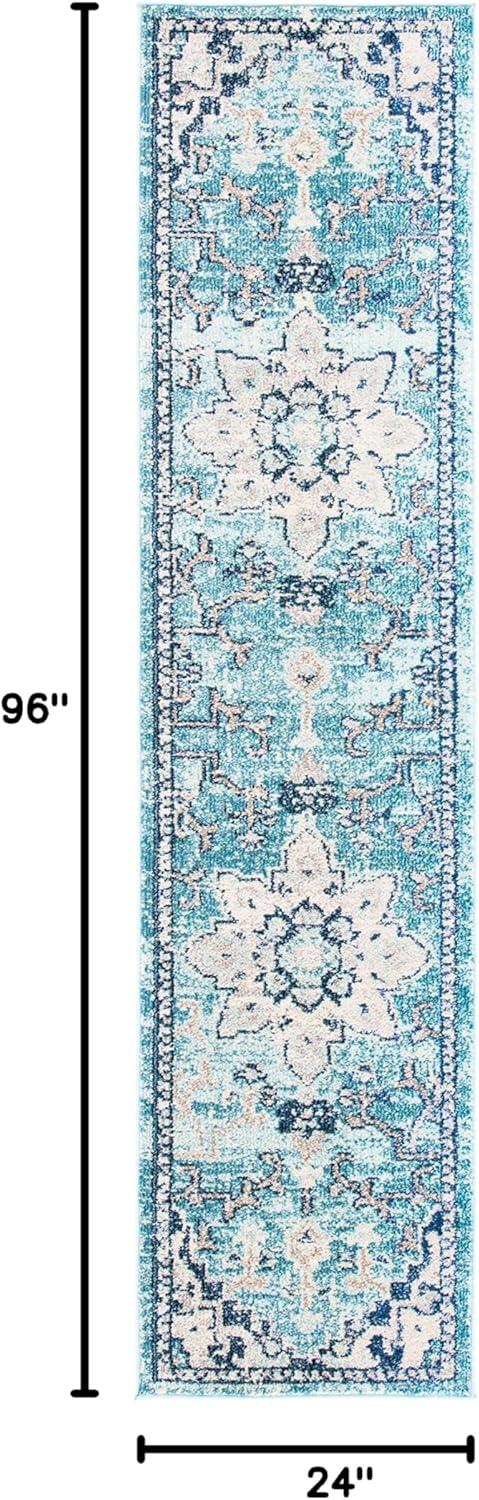image:imageSAFAVIEH Madison Collection Area Rug 67 Square Cream amp Blue Boho Chic Distressed Medallion Design NonShedding amp Easy to Clean Ideal for Living Room Bedroom Dining Space MAD473BTealNavy