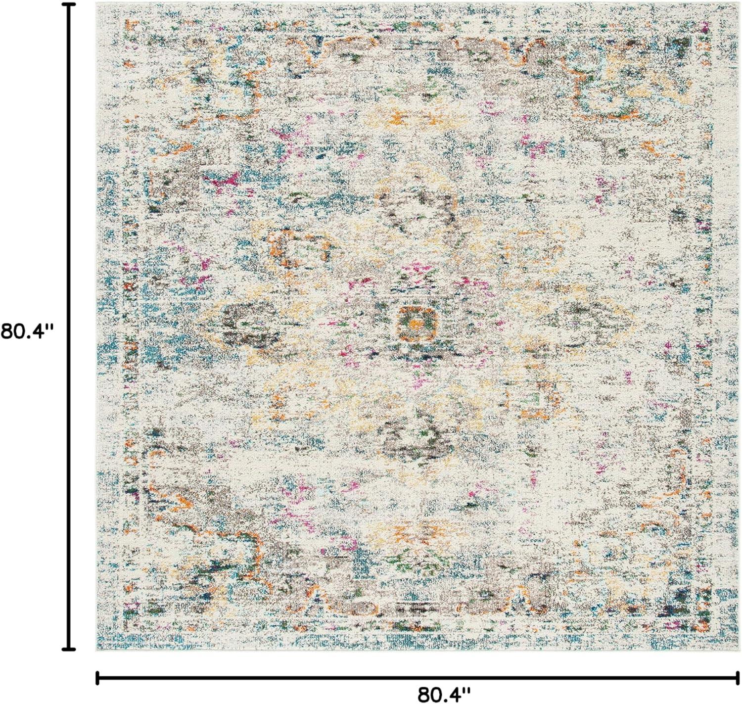 image:imageSAFAVIEH Madison Collection Area Rug 67 Square Cream amp Blue Boho Chic Distressed Medallion Design NonShedding amp Easy to Clean Ideal for Living Room Bedroom Dining Space MAD473BGreyGold