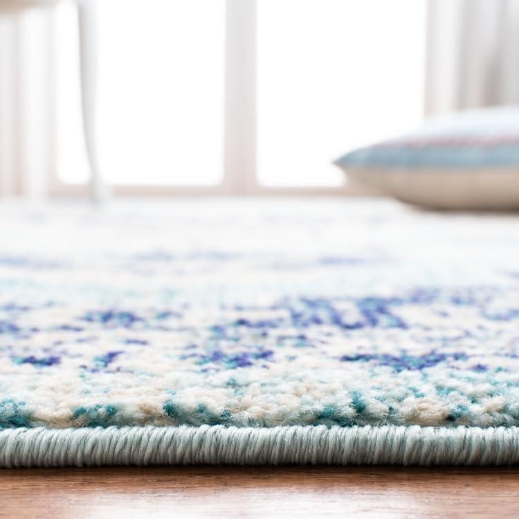 image:imageSAFAVIEH Madison Collection Area Rug 67 Square Cream amp Blue Boho Chic Distressed Medallion Design NonShedding amp Easy to Clean Ideal for Living Room Bedroom Dining Space MAD473BTealNavy