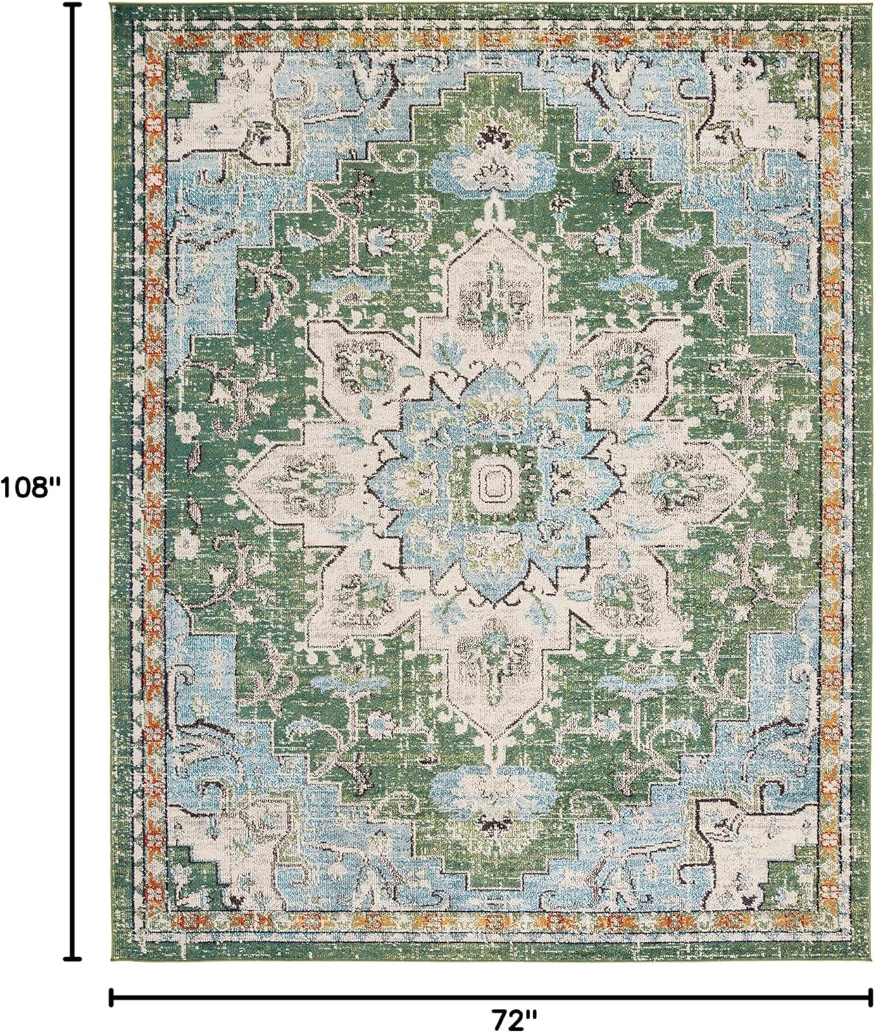 image:imageSAFAVIEH Madison Collection Area Rug 67 Square Cream amp Blue Boho Chic Distressed Medallion Design NonShedding amp Easy to Clean Ideal for Living Room Bedroom Dining Space MAD473BGreenTurquoise