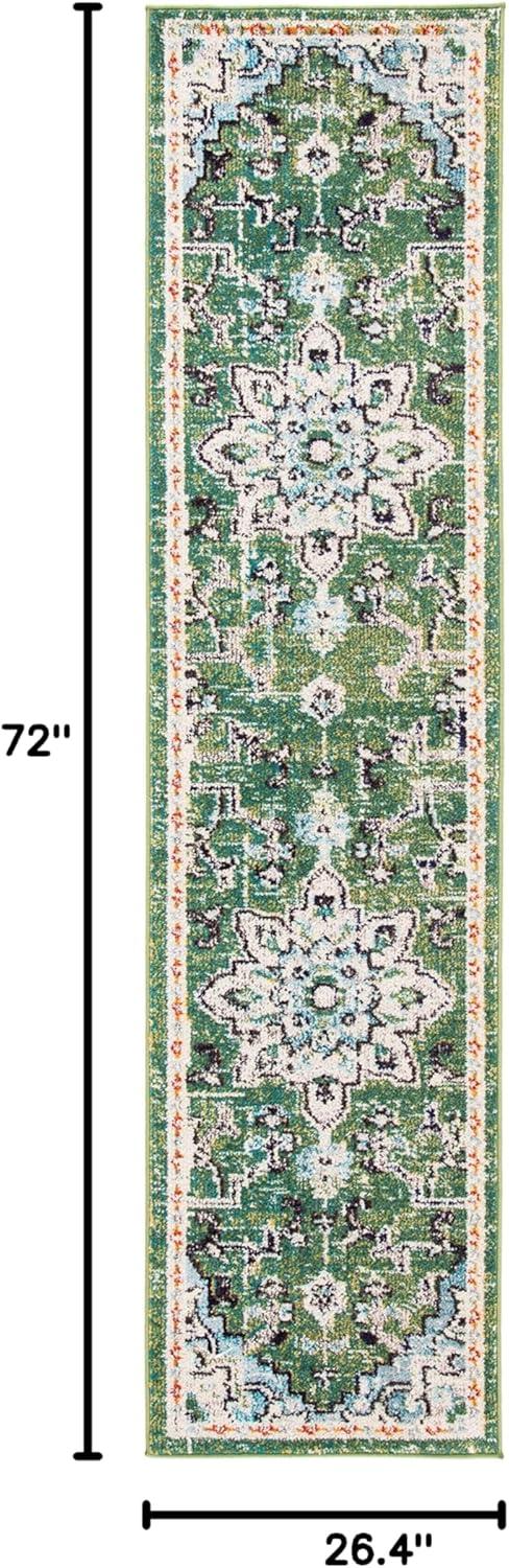 image:imageSAFAVIEH Madison Collection Area Rug 67 Square Cream amp Blue Boho Chic Distressed Medallion Design NonShedding amp Easy to Clean Ideal for Living Room Bedroom Dining Space MAD473BGreenTurquoise