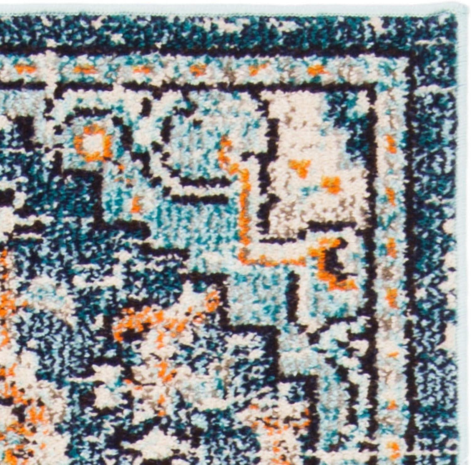 image:imageSAFAVIEH Madison Collection Area Rug 67 Square Cream amp Blue Boho Chic Distressed Medallion Design NonShedding amp Easy to Clean Ideal for Living Room Bedroom Dining Space MAD473BBlueLight Blue