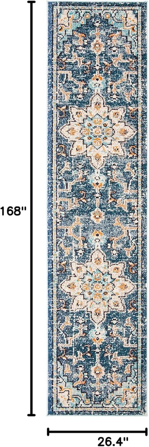 image:imageSAFAVIEH Madison Collection Area Rug 67 Square Cream amp Blue Boho Chic Distressed Medallion Design NonShedding amp Easy to Clean Ideal for Living Room Bedroom Dining Space MAD473BBlueLight Blue