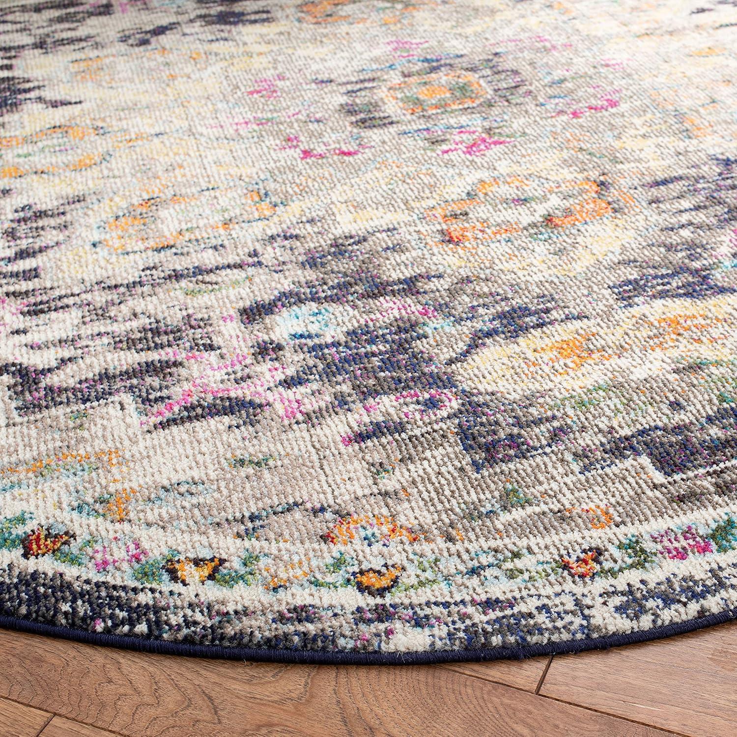 image:imageSAFAVIEH Madison Collection Area Rug 67 Square Cream amp Blue Boho Chic Distressed Medallion Design NonShedding amp Easy to Clean Ideal for Living Room Bedroom Dining Space MAD473BBlackGold