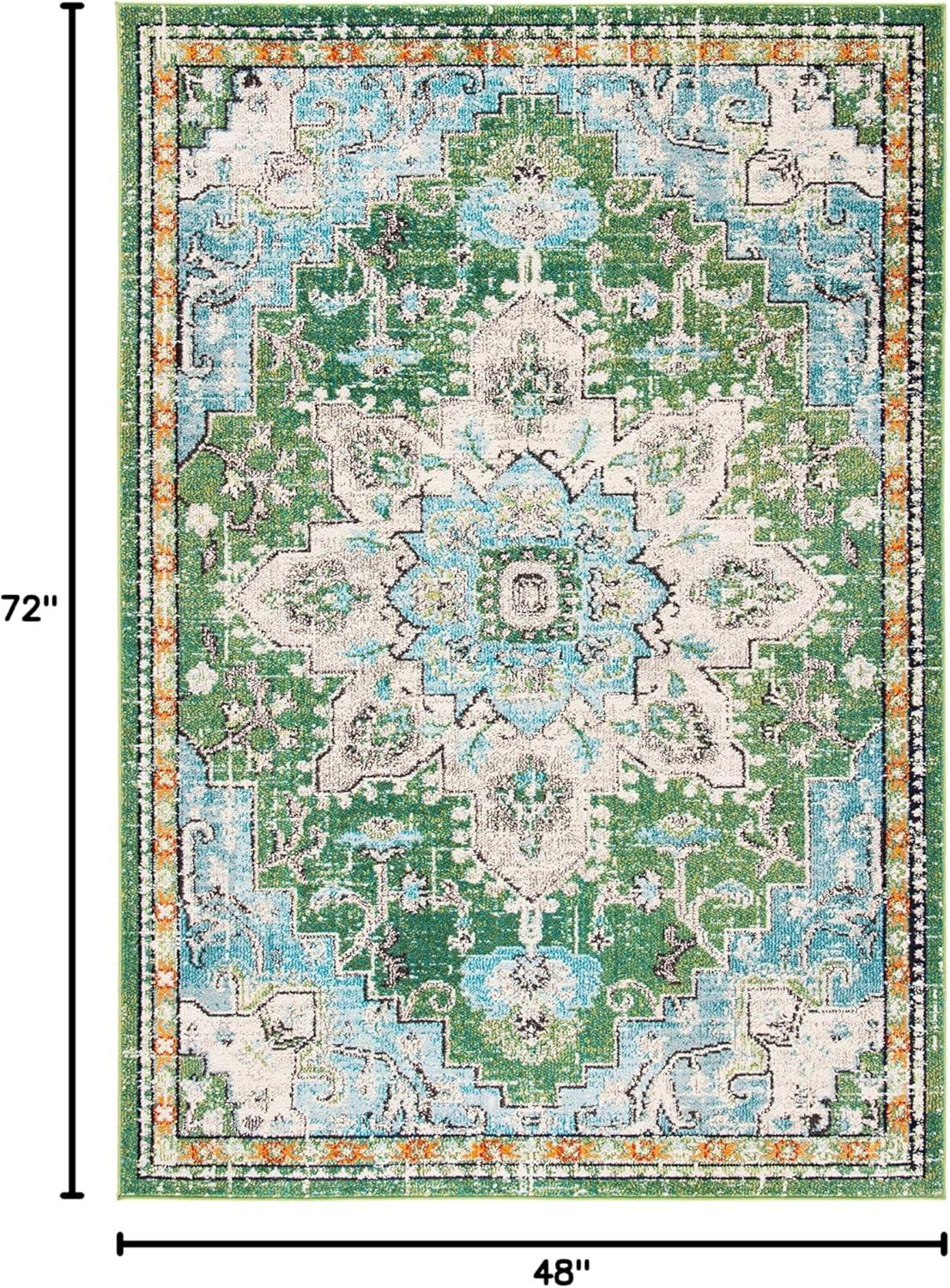 image:imageSAFAVIEH Madison Collection Area Rug 67 Square Cream amp Blue Boho Chic Distressed Medallion Design NonShedding amp Easy to Clean Ideal for Living Room Bedroom Dining Space MAD473BGreenTurquoise