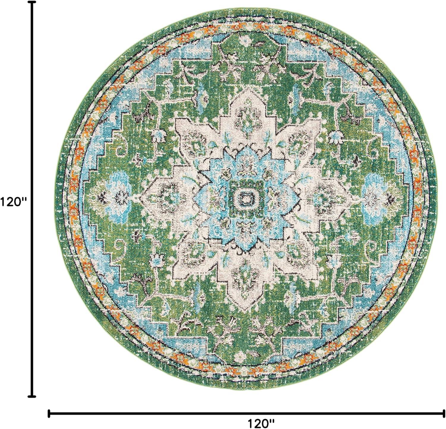 image:imageSAFAVIEH Madison Collection Area Rug 67 Square Cream amp Blue Boho Chic Distressed Medallion Design NonShedding amp Easy to Clean Ideal for Living Room Bedroom Dining Space MAD473BGreenTurquoise