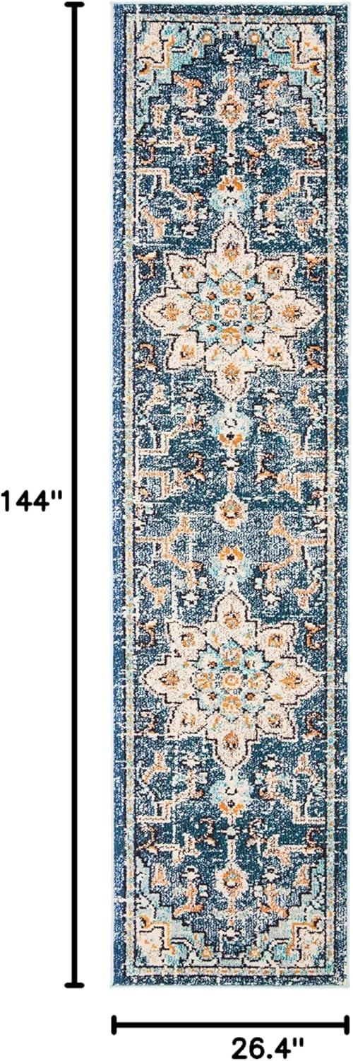 image:imageSAFAVIEH Madison Collection Area Rug 67 Square Cream amp Blue Boho Chic Distressed Medallion Design NonShedding amp Easy to Clean Ideal for Living Room Bedroom Dining Space MAD473BBlueLight Blue