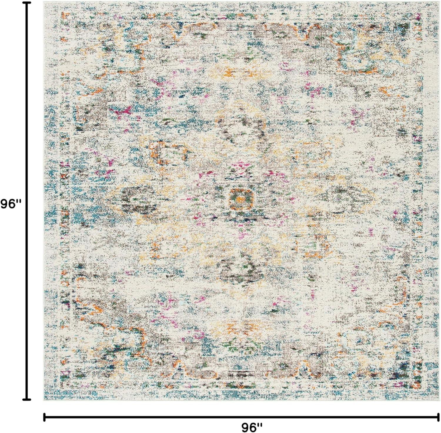 image:imageSAFAVIEH Madison Collection Area Rug 67 Square Cream amp Blue Boho Chic Distressed Medallion Design NonShedding amp Easy to Clean Ideal for Living Room Bedroom Dining Space MAD473BGreyGold