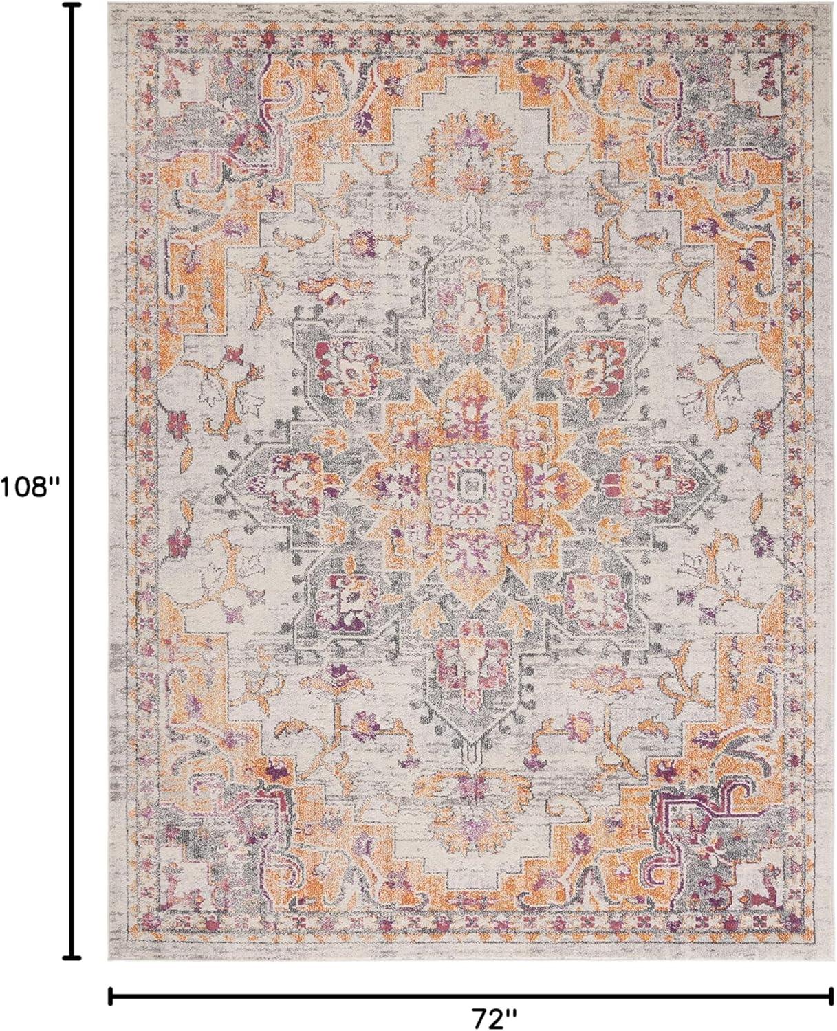 image:imageSAFAVIEH Madison Collection Area Rug 67 Square Cream amp Blue Boho Chic Distressed Medallion Design NonShedding amp Easy to Clean Ideal for Living Room Bedroom Dining Space MAD473BBeigeOrange