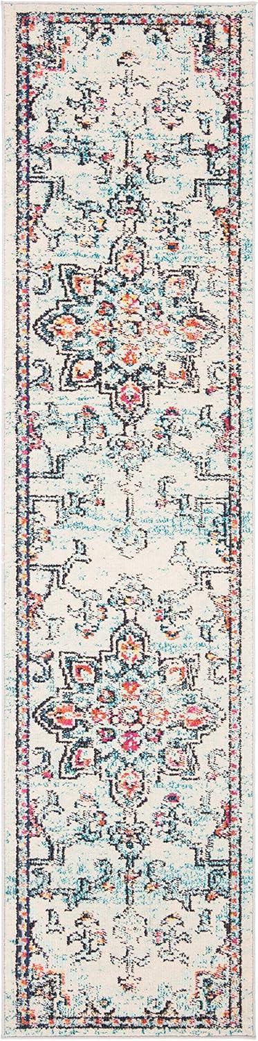 image:imageSAFAVIEH Madison Collection Area Rug 67 Square Cream amp Blue Boho Chic Distressed Medallion Design NonShedding amp Easy to Clean Ideal for Living Room Bedroom Dining Space MAD473BCreamBlue