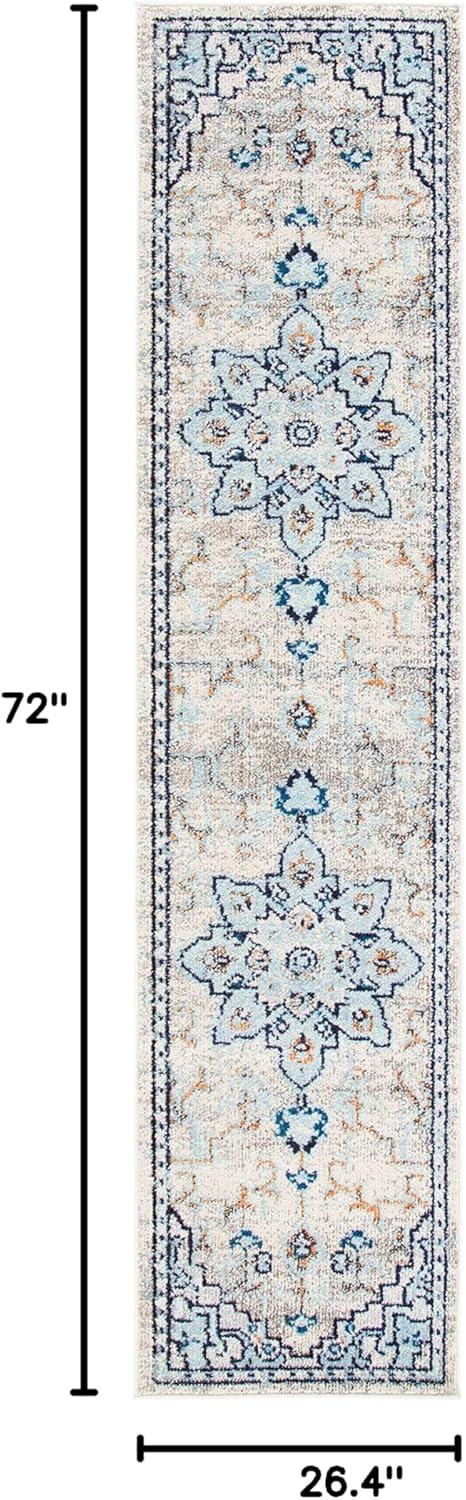image:imageSAFAVIEH Madison Collection Area Rug 67 Square Cream amp Blue Boho Chic Distressed Medallion Design NonShedding amp Easy to Clean Ideal for Living Room Bedroom Dining Space MAD473BIvoryLight Blue