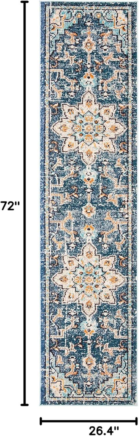 image:imageSAFAVIEH Madison Collection Area Rug 67 Square Cream amp Blue Boho Chic Distressed Medallion Design NonShedding amp Easy to Clean Ideal for Living Room Bedroom Dining Space MAD473BBlueLight Blue