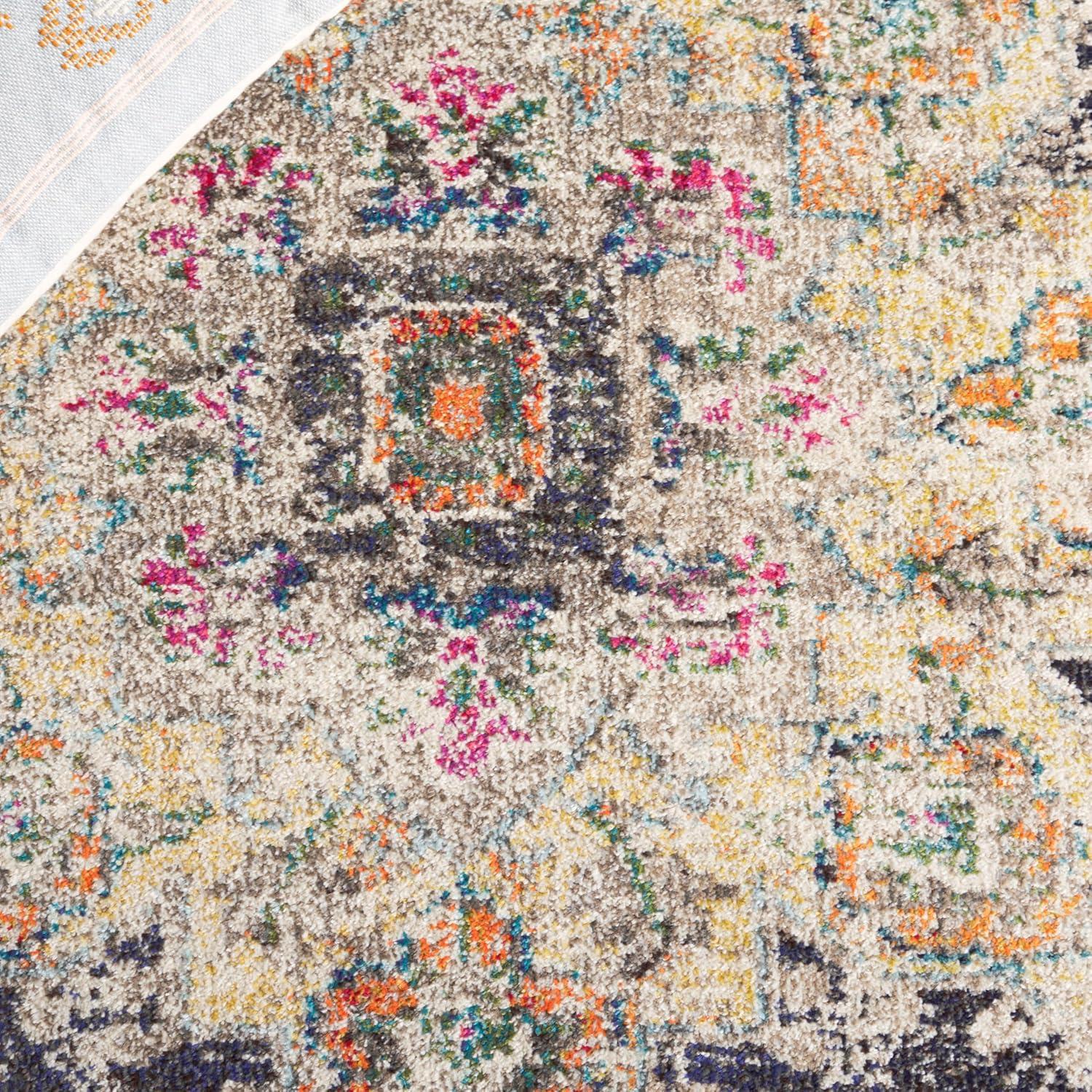 image:imageSAFAVIEH Madison Collection Area Rug 67 Square Cream amp Blue Boho Chic Distressed Medallion Design NonShedding amp Easy to Clean Ideal for Living Room Bedroom Dining Space MAD473BBlackGold