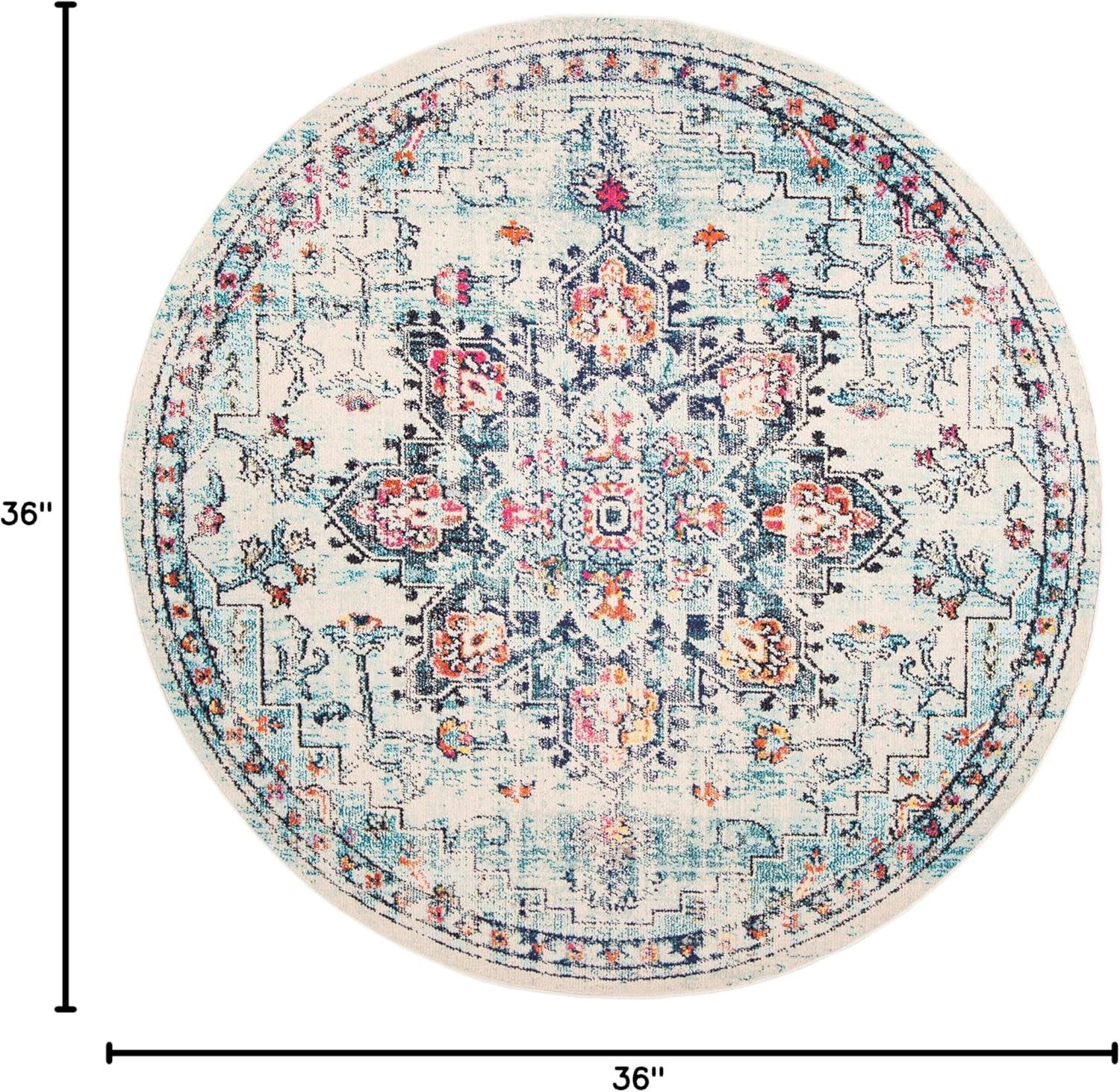 image:imageSAFAVIEH Madison Collection Area Rug 67 Square Cream amp Blue Boho Chic Distressed Medallion Design NonShedding amp Easy to Clean Ideal for Living Room Bedroom Dining Space MAD473BCreamBlue