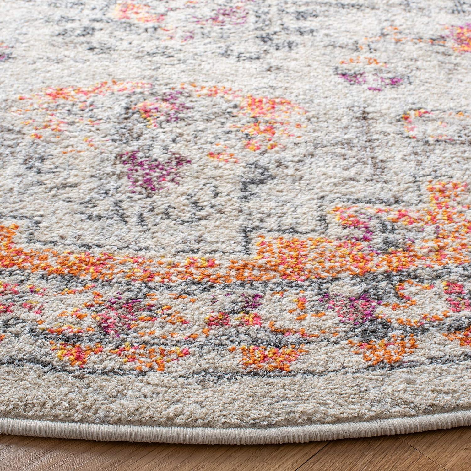 image:imageSAFAVIEH Madison Collection Area Rug 67 Square Cream amp Blue Boho Chic Distressed Medallion Design NonShedding amp Easy to Clean Ideal for Living Room Bedroom Dining Space MAD473BBeigeOrange