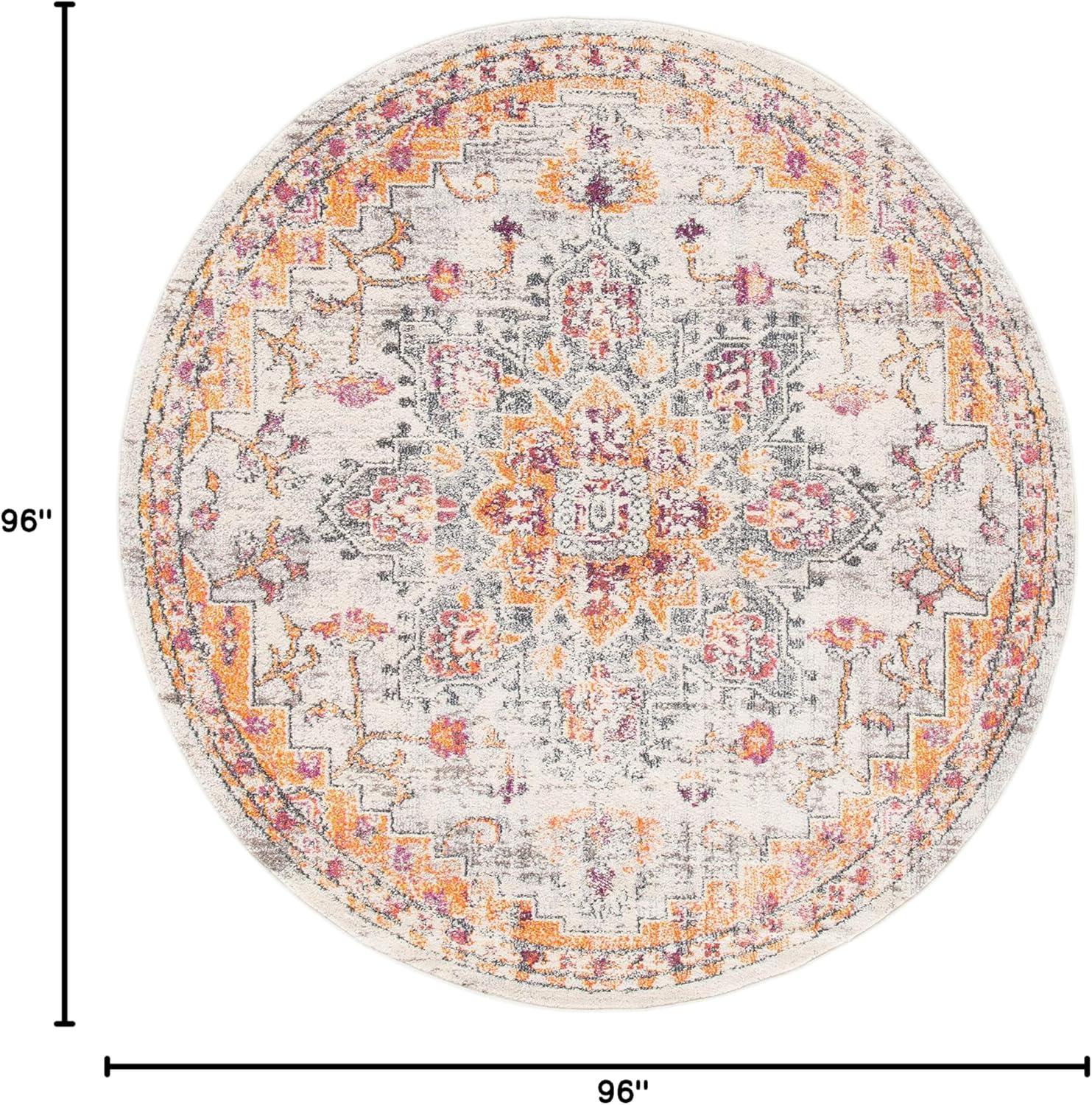 image:imageSAFAVIEH Madison Collection Area Rug 67 Square Cream amp Blue Boho Chic Distressed Medallion Design NonShedding amp Easy to Clean Ideal for Living Room Bedroom Dining Space MAD473BBeigeOrange
