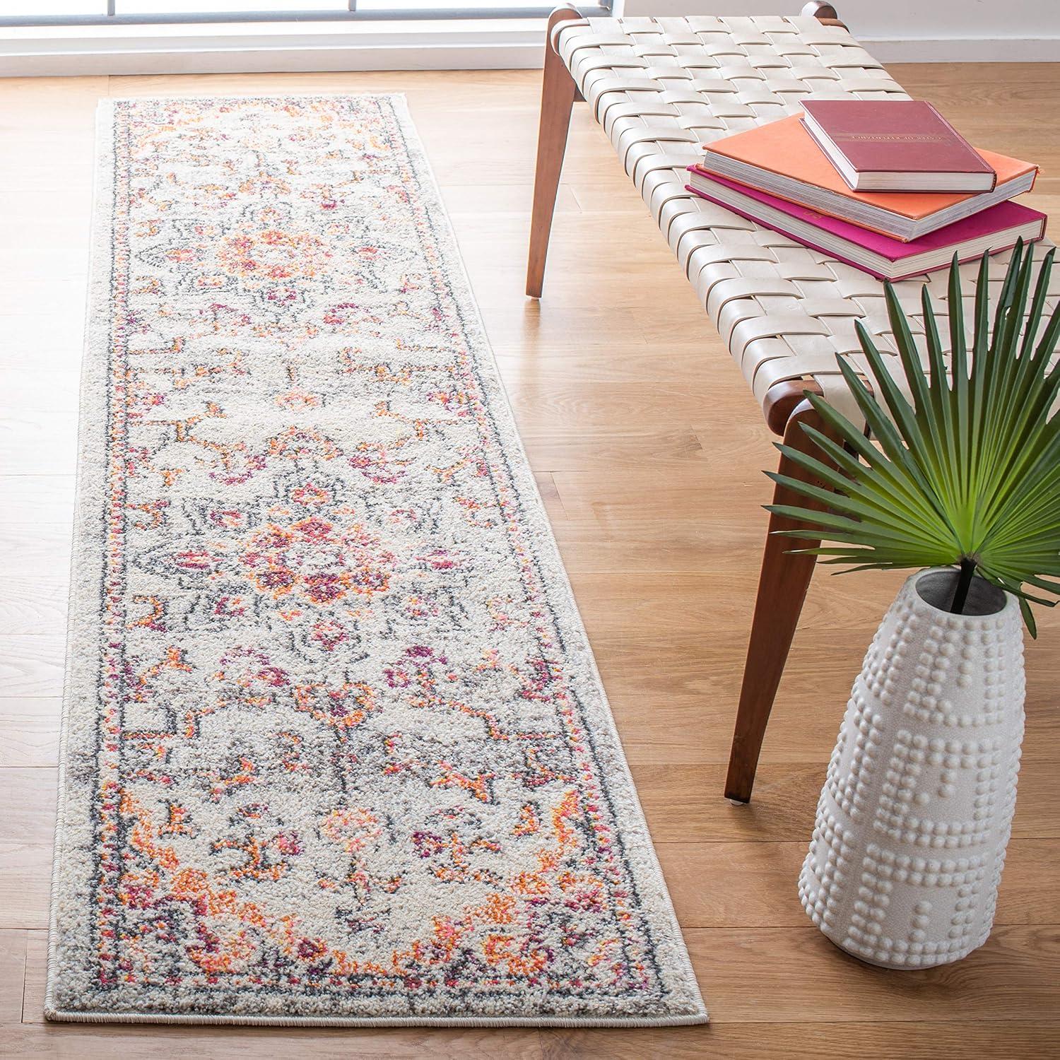 image:imageSAFAVIEH Madison Collection Area Rug 67 Square Cream amp Blue Boho Chic Distressed Medallion Design NonShedding amp Easy to Clean Ideal for Living Room Bedroom Dining Space MAD473BBeigeOrange