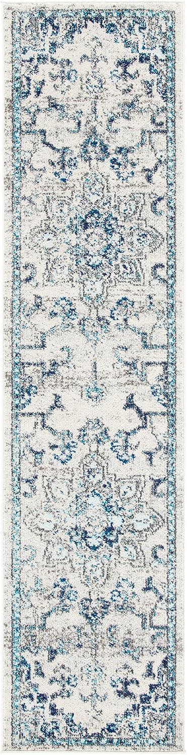 image:imageSAFAVIEH Madison Collection Area Rug 67 Square Cream amp Blue Boho Chic Distressed Medallion Design NonShedding amp Easy to Clean Ideal for Living Room Bedroom Dining Space MAD473BIvoryGrey