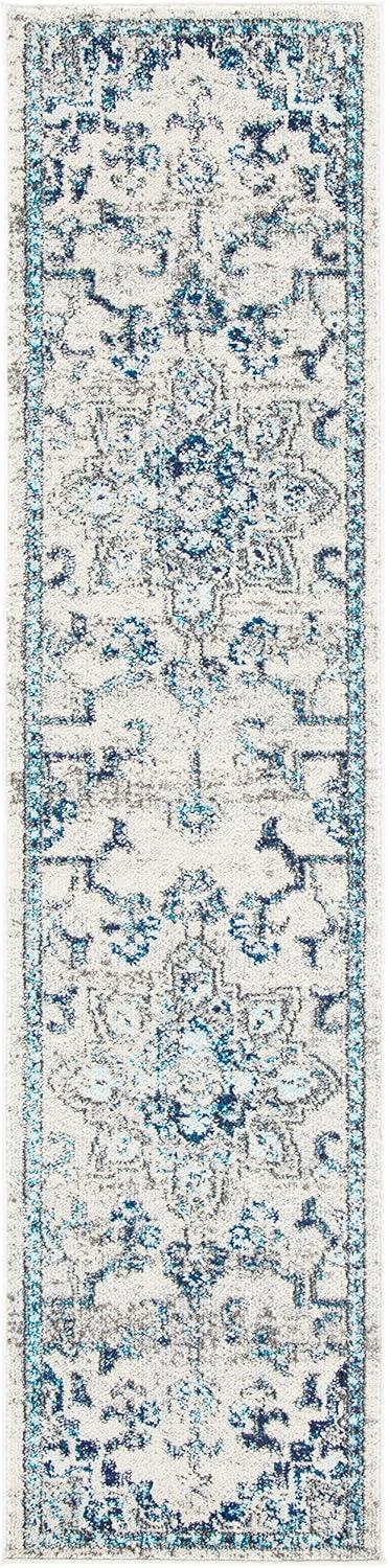 image:imageSAFAVIEH Madison Collection Area Rug 67 Square Cream amp Blue Boho Chic Distressed Medallion Design NonShedding amp Easy to Clean Ideal for Living Room Bedroom Dining Space MAD473BIvoryGrey