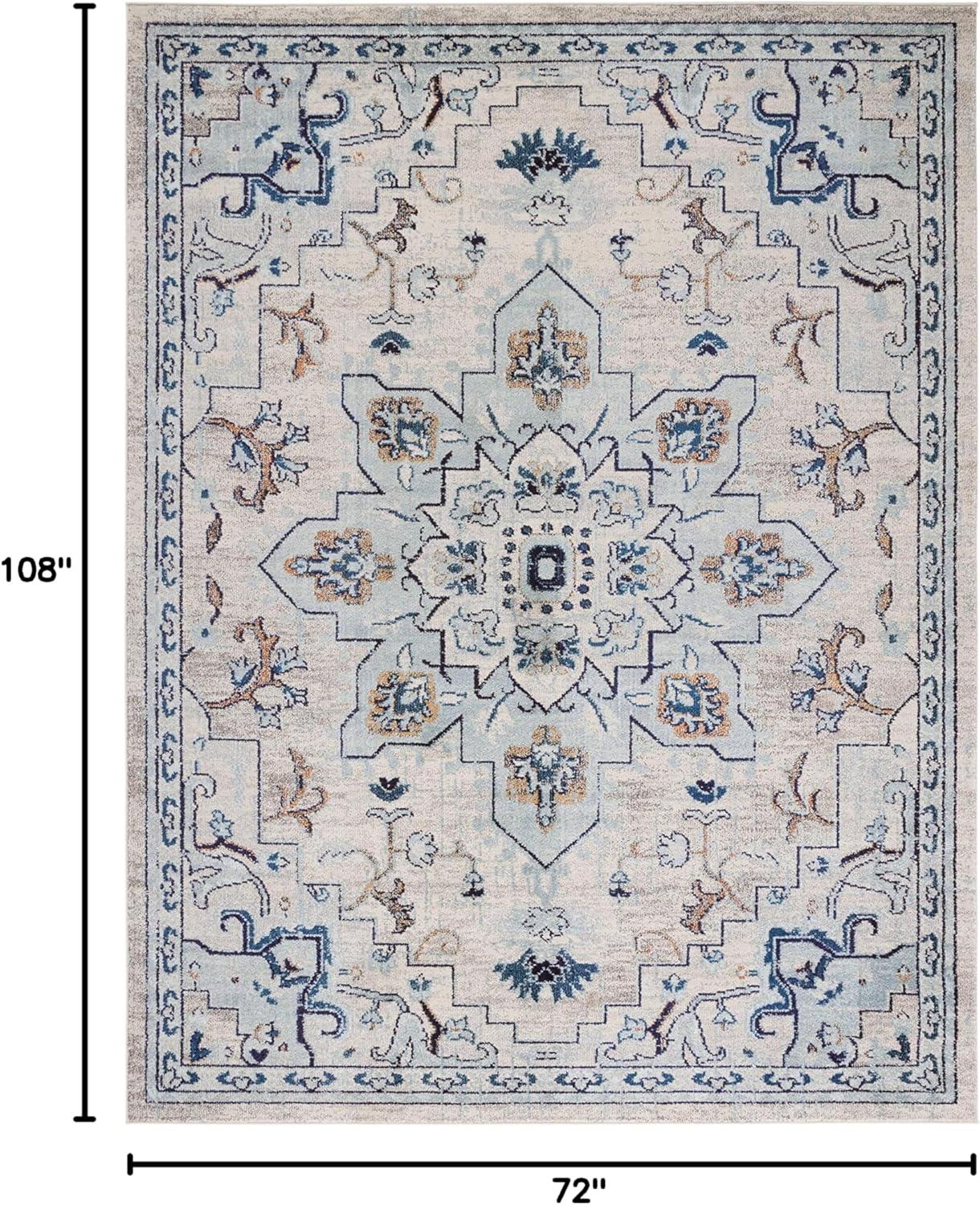 image:imageSAFAVIEH Madison Collection Area Rug 67 Square Cream amp Blue Boho Chic Distressed Medallion Design NonShedding amp Easy to Clean Ideal for Living Room Bedroom Dining Space MAD473BIvoryLight Blue
