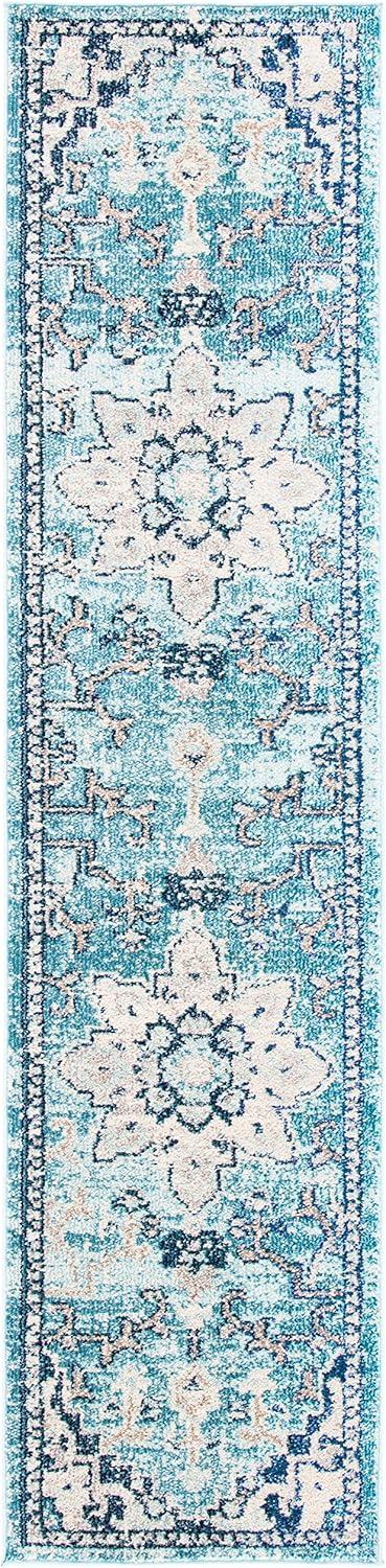 image:imageSAFAVIEH Madison Collection Area Rug 67 Square Cream amp Blue Boho Chic Distressed Medallion Design NonShedding amp Easy to Clean Ideal for Living Room Bedroom Dining Space MAD473BTealNavy