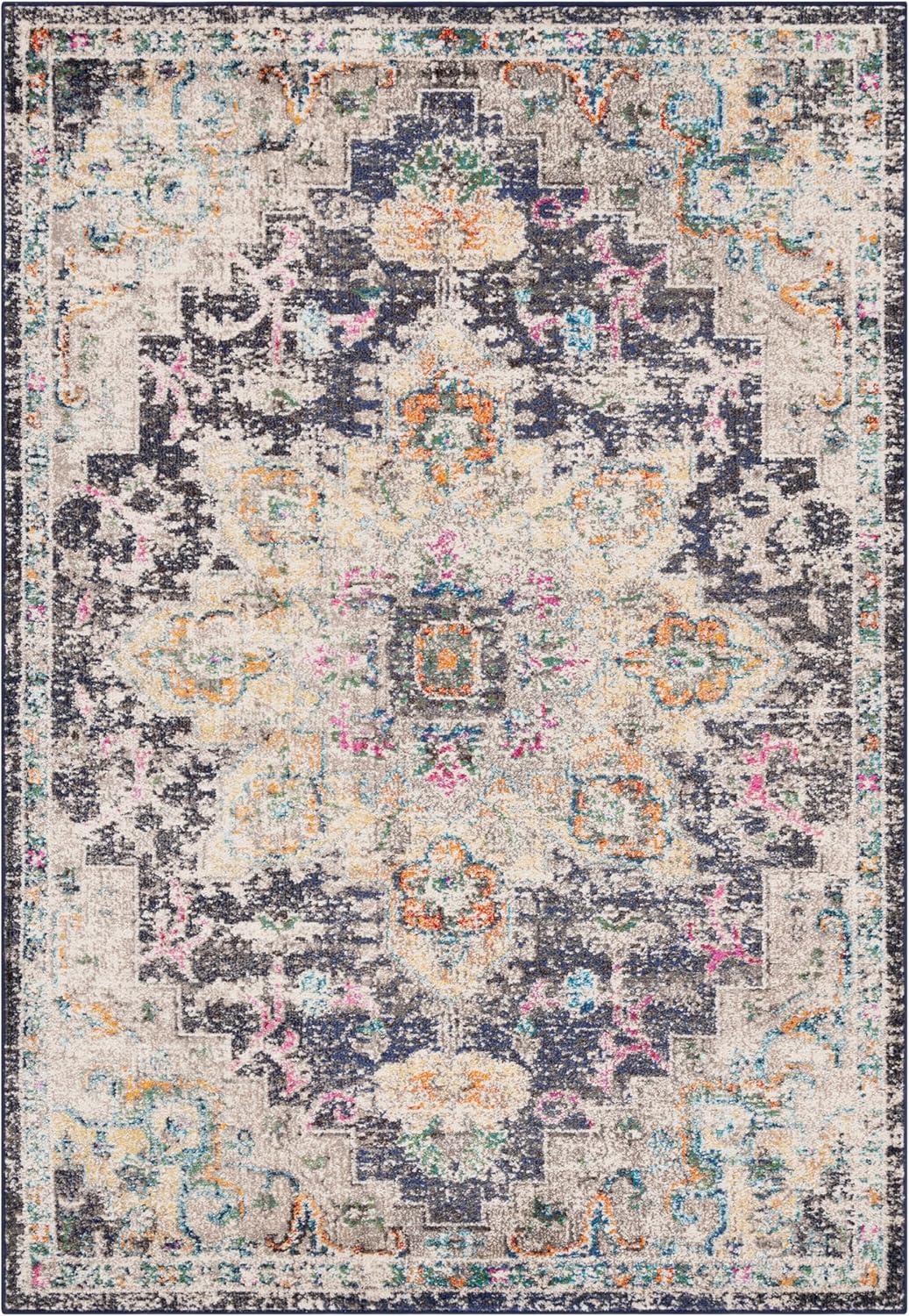 image:imageSAFAVIEH Madison Collection Area Rug 67 Square Cream amp Blue Boho Chic Distressed Medallion Design NonShedding amp Easy to Clean Ideal for Living Room Bedroom Dining Space MAD473BBlackGold
