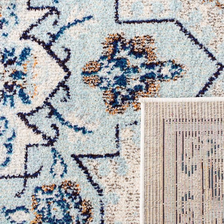 image:imageSAFAVIEH Madison Collection Area Rug 67 Square Cream amp Blue Boho Chic Distressed Medallion Design NonShedding amp Easy to Clean Ideal for Living Room Bedroom Dining Space MAD473BIvoryLight Blue