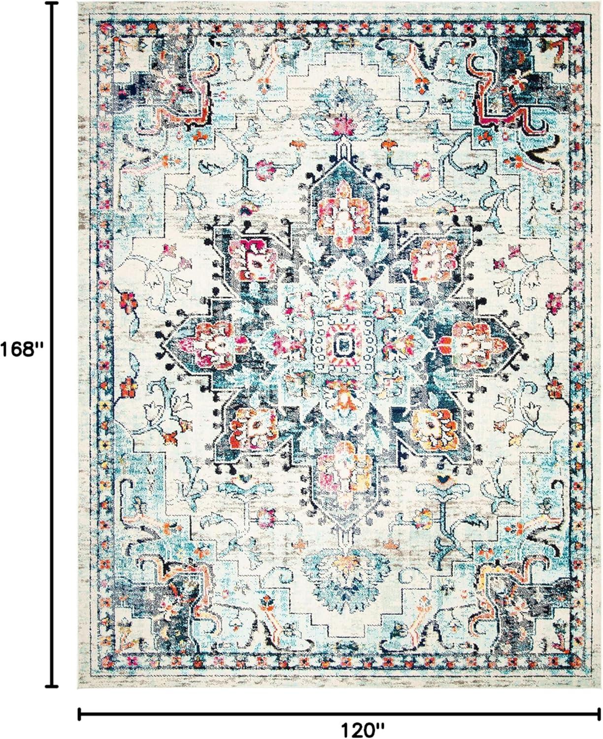 image:imageSAFAVIEH Madison Collection Area Rug 67 Square Cream amp Blue Boho Chic Distressed Medallion Design NonShedding amp Easy to Clean Ideal for Living Room Bedroom Dining Space MAD473BCreamBlue