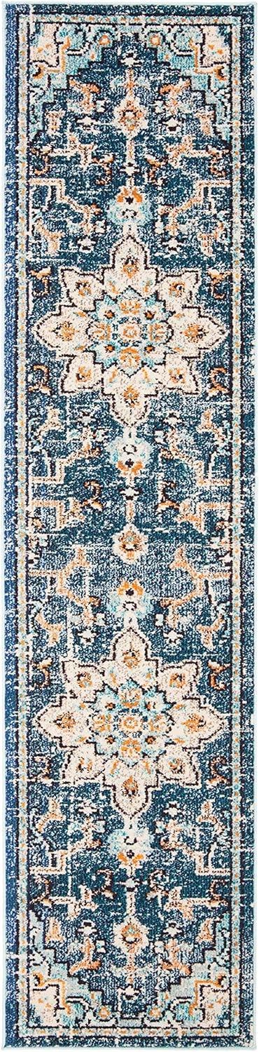 image:imageSAFAVIEH Madison Collection Area Rug 67 Square Cream amp Blue Boho Chic Distressed Medallion Design NonShedding amp Easy to Clean Ideal for Living Room Bedroom Dining Space MAD473BBlueLight Blue