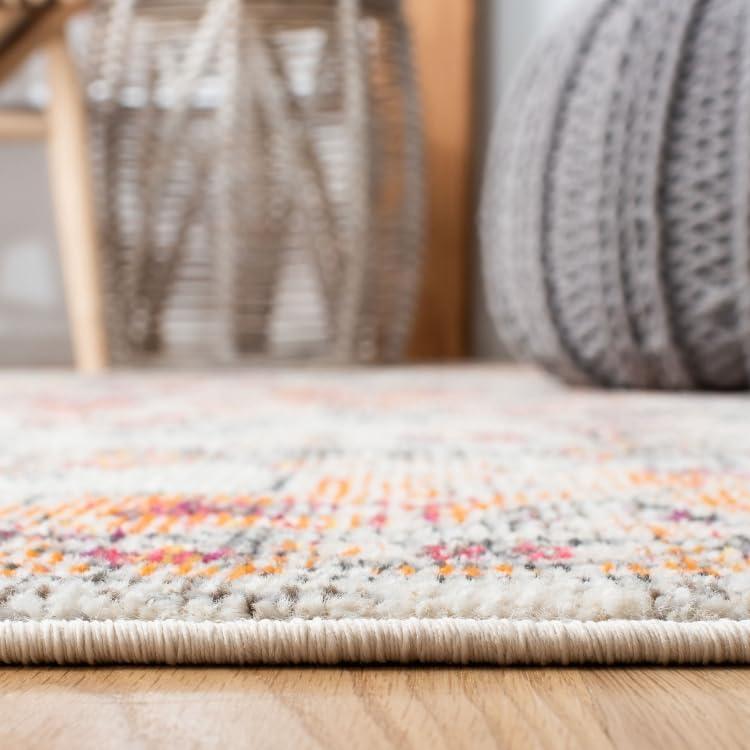 image:imageSAFAVIEH Madison Collection Area Rug 67 Square Cream amp Blue Boho Chic Distressed Medallion Design NonShedding amp Easy to Clean Ideal for Living Room Bedroom Dining Space MAD473BBeigeOrange