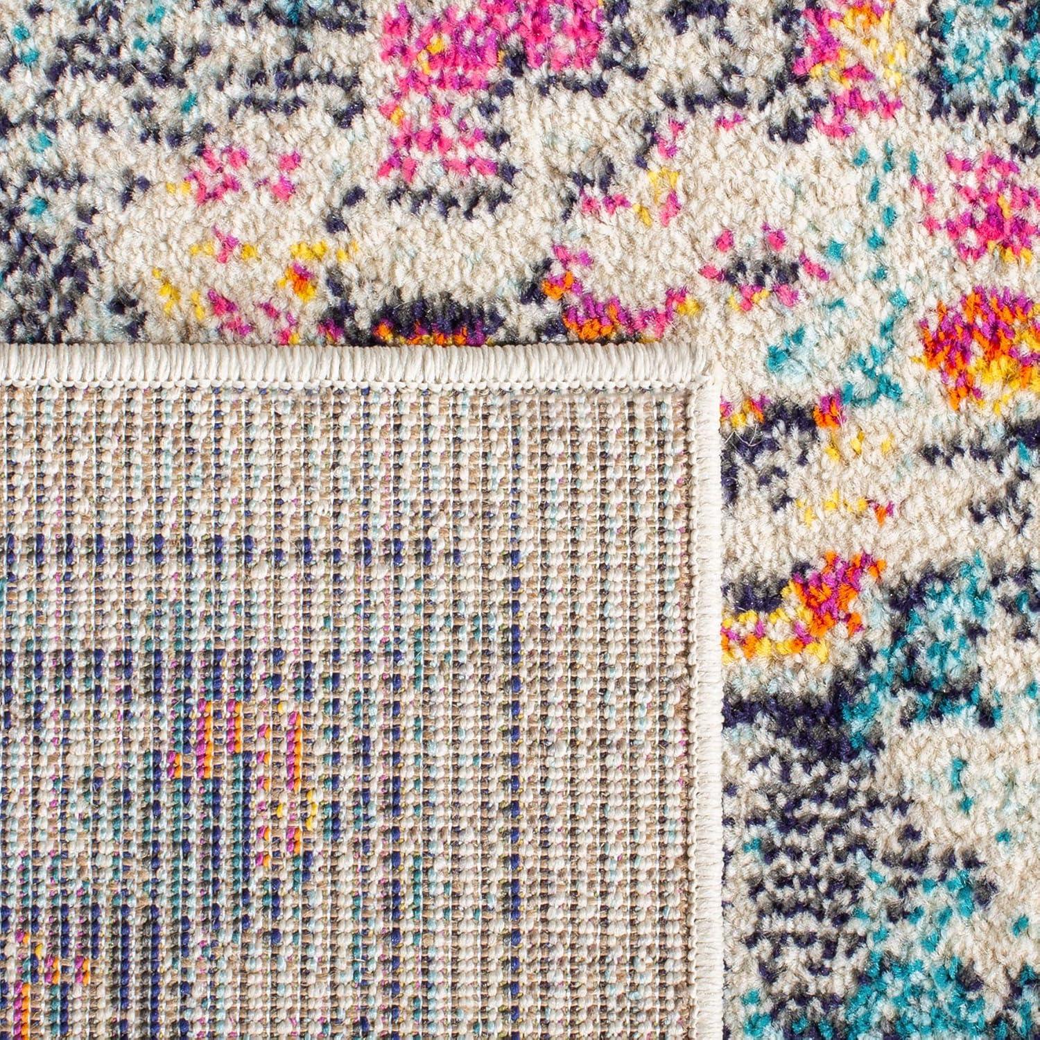 image:imageSAFAVIEH Madison Collection Area Rug 67 Square Cream amp Blue Boho Chic Distressed Medallion Design NonShedding amp Easy to Clean Ideal for Living Room Bedroom Dining Space MAD473BCreamBlue