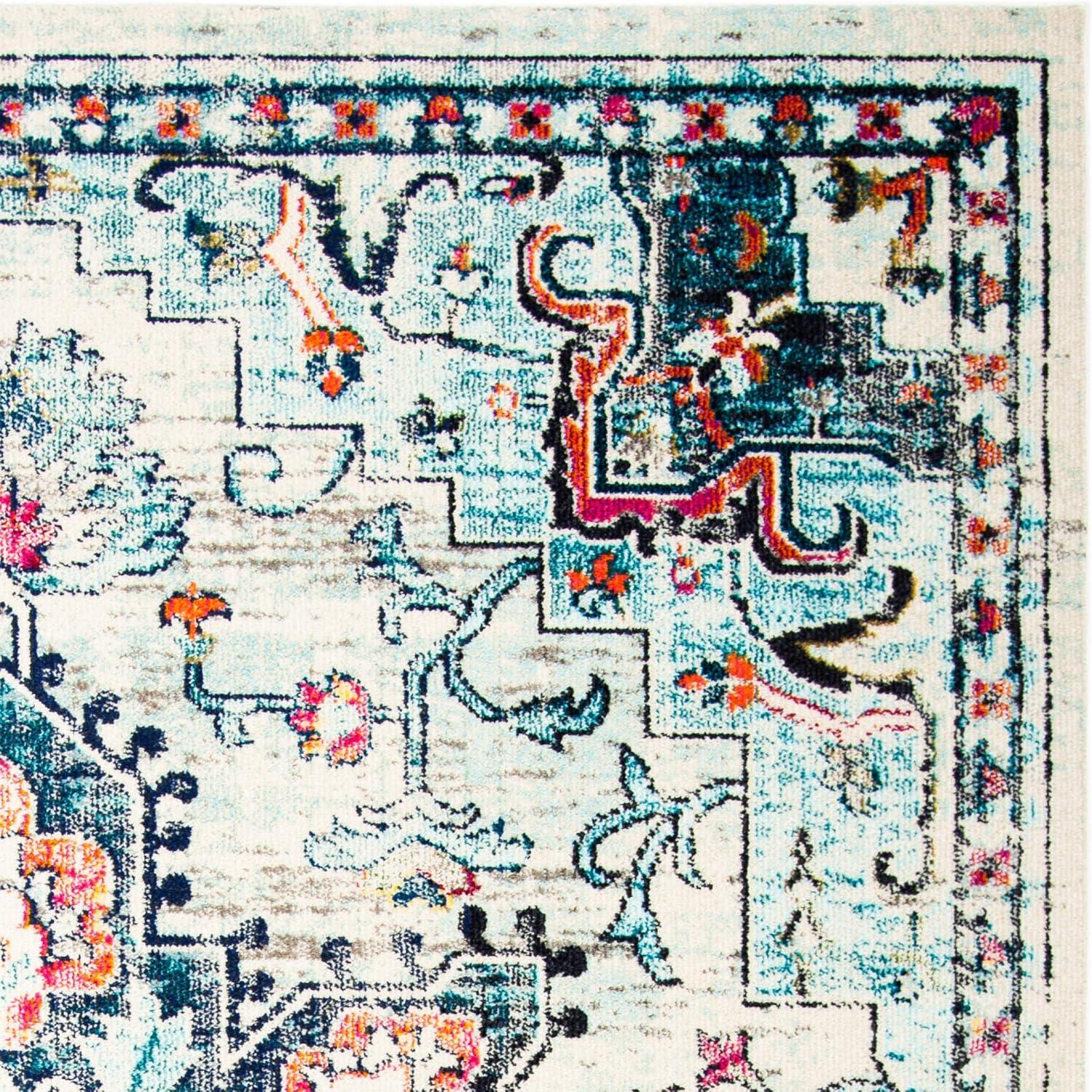 image:imageSAFAVIEH Madison Collection Area Rug 67 Square Cream amp Blue Boho Chic Distressed Medallion Design NonShedding amp Easy to Clean Ideal for Living Room Bedroom Dining Space MAD473BCreamBlue
