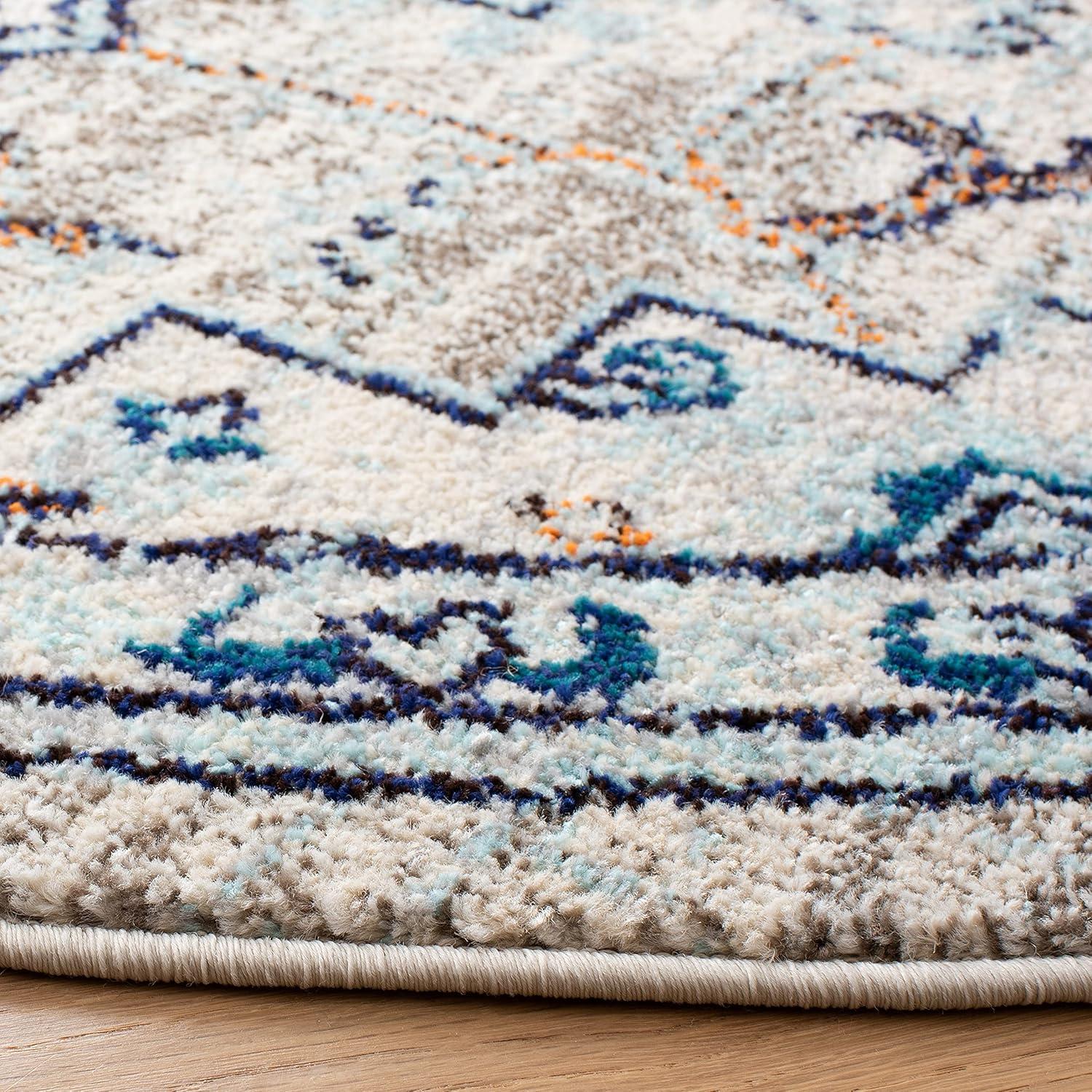 image:imageSAFAVIEH Madison Collection Area Rug 67 Square Cream amp Blue Boho Chic Distressed Medallion Design NonShedding amp Easy to Clean Ideal for Living Room Bedroom Dining Space MAD473BIvoryLight Blue
