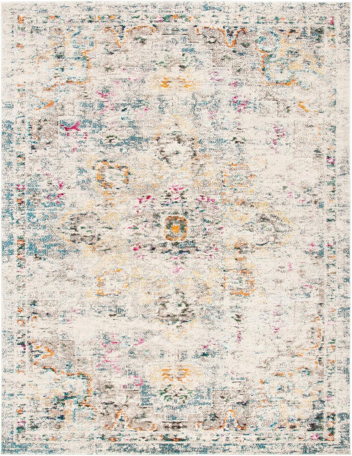 image:imageSAFAVIEH Madison Collection Area Rug 67 Square Cream amp Blue Boho Chic Distressed Medallion Design NonShedding amp Easy to Clean Ideal for Living Room Bedroom Dining Space MAD473BGreyGold