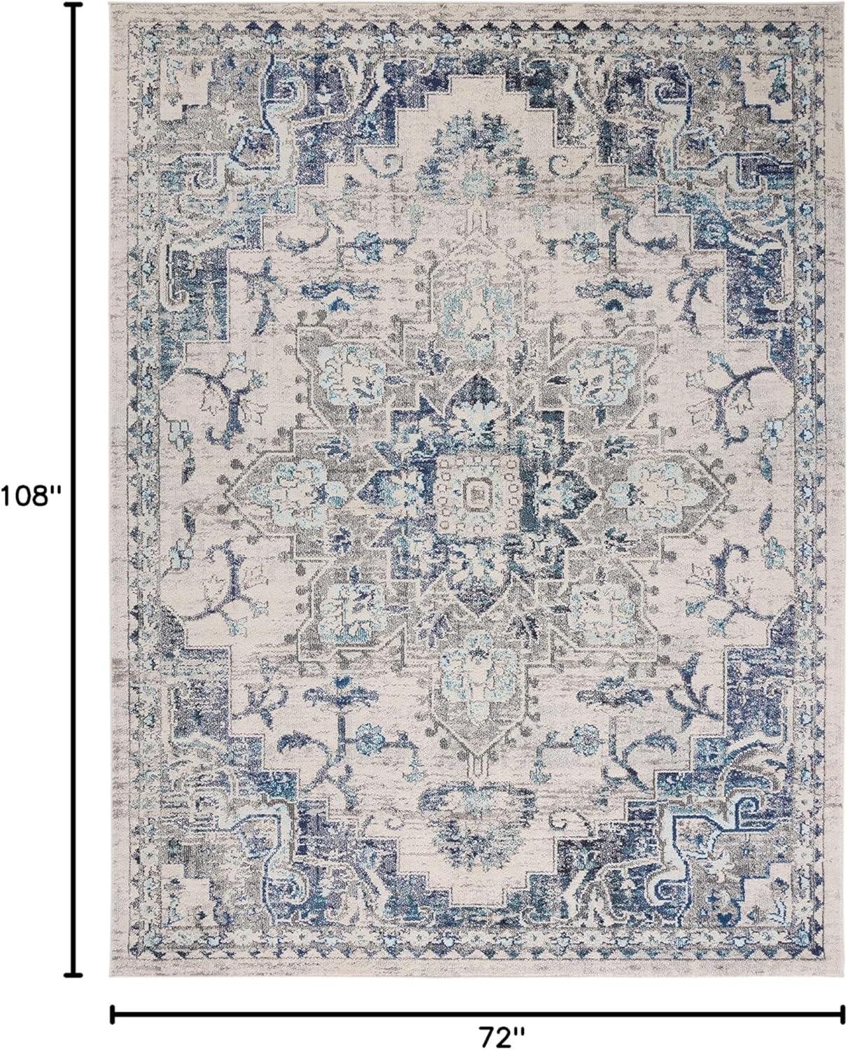 image:imageSAFAVIEH Madison Collection Area Rug 67 Square Cream amp Blue Boho Chic Distressed Medallion Design NonShedding amp Easy to Clean Ideal for Living Room Bedroom Dining Space MAD473BIvoryGrey