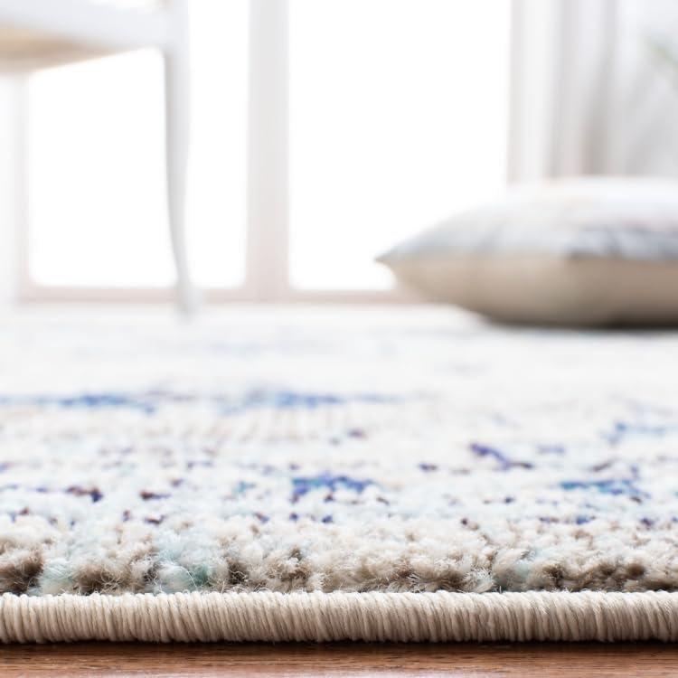 image:imageSAFAVIEH Madison Collection Area Rug 67 Square Cream amp Blue Boho Chic Distressed Medallion Design NonShedding amp Easy to Clean Ideal for Living Room Bedroom Dining Space MAD473BIvoryLight Blue