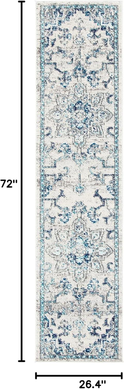 image:imageSAFAVIEH Madison Collection Area Rug 67 Square Cream amp Blue Boho Chic Distressed Medallion Design NonShedding amp Easy to Clean Ideal for Living Room Bedroom Dining Space MAD473BIvoryGrey