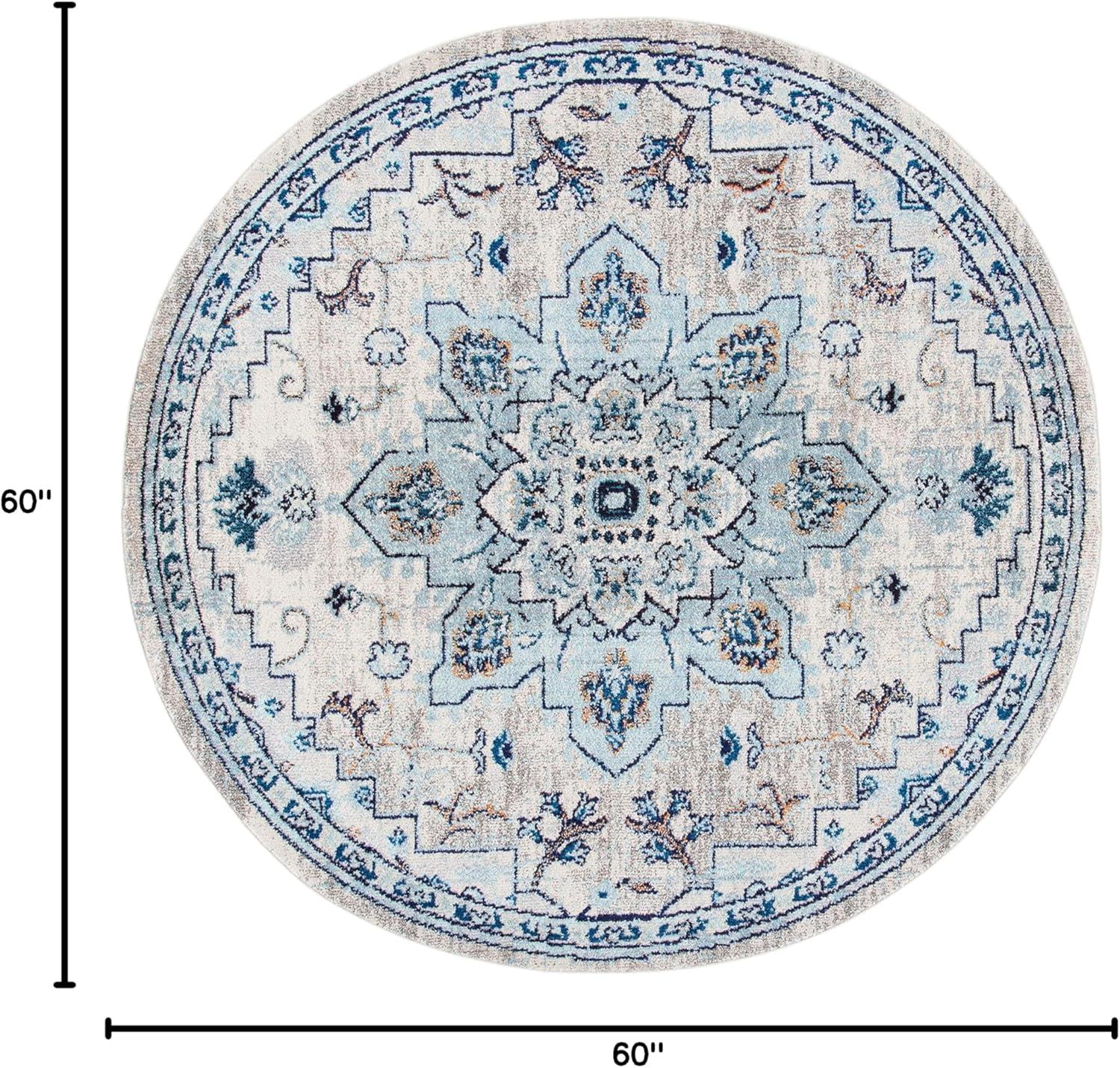 image:imageSAFAVIEH Madison Collection Area Rug 67 Square Cream amp Blue Boho Chic Distressed Medallion Design NonShedding amp Easy to Clean Ideal for Living Room Bedroom Dining Space MAD473BIvoryLight Blue