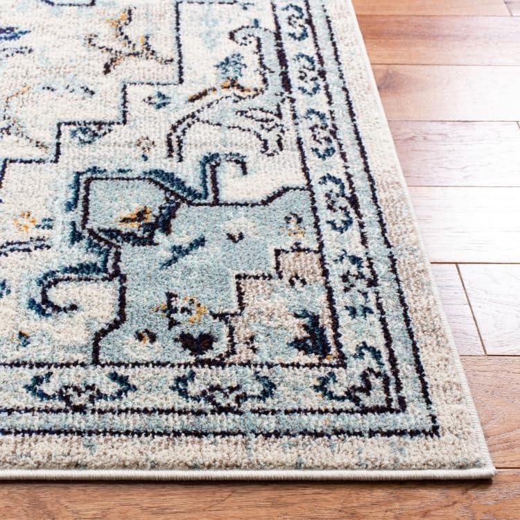 image:imageSAFAVIEH Madison Collection Area Rug 67 Square Cream amp Blue Boho Chic Distressed Medallion Design NonShedding amp Easy to Clean Ideal for Living Room Bedroom Dining Space MAD473BIvoryLight Blue