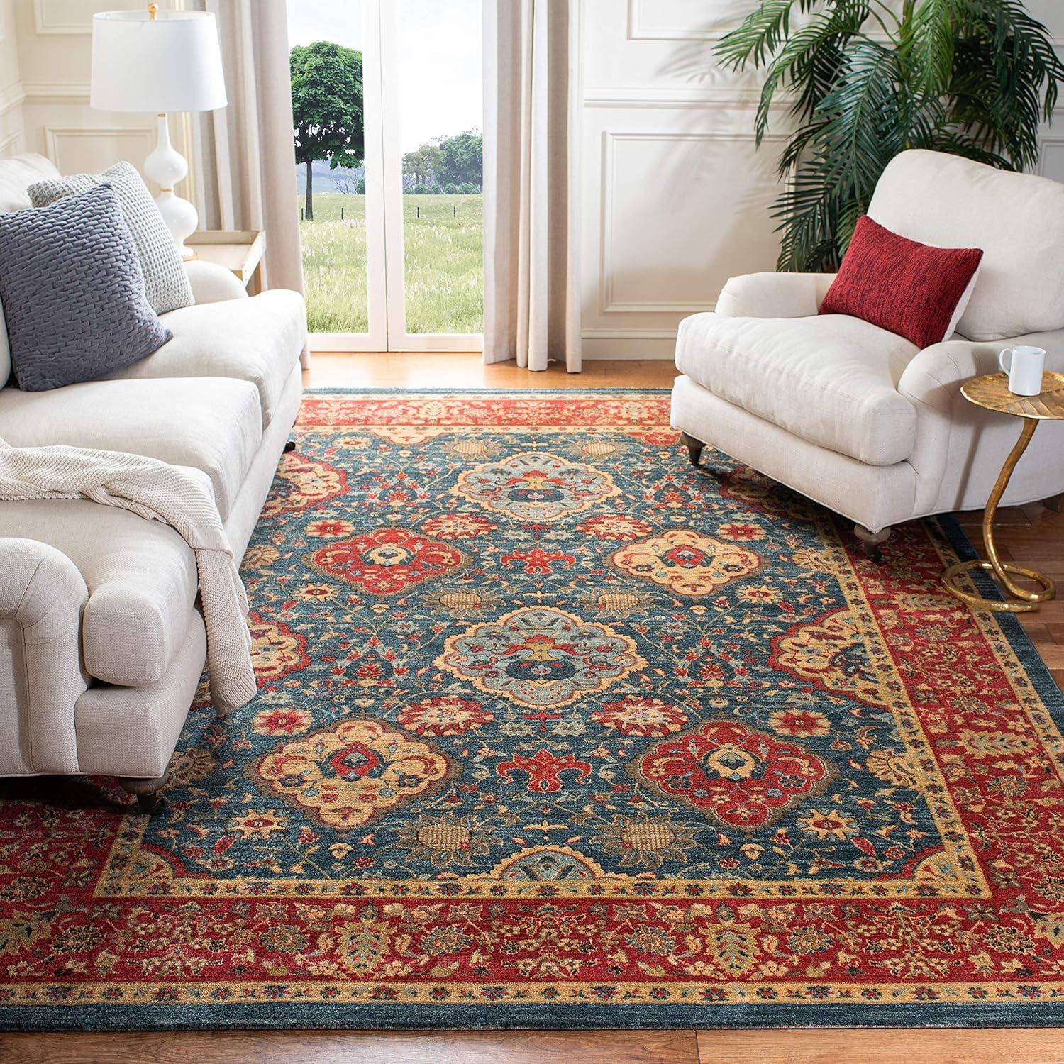 image:imageSAFAVIEH Mahal Collection Area Rug 8 x 11 Navy amp Red Traditional Oriental Design NonShedding amp Easy Care Ideal for High Traffic Areas in Living Room Bedroom MAH655CNavyRed