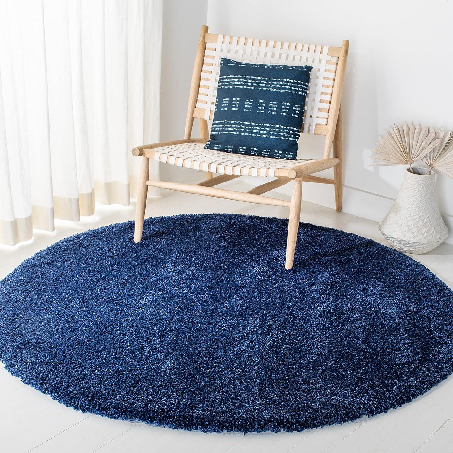 image:imageSAFAVIEH Milan Shag Collection Area Rug 51 x 8 Aqua Blue Solid Design NonShedding amp Easy to Clean Plush Thick Pile Ideal for Living Room Bedroom SG1806060Navy