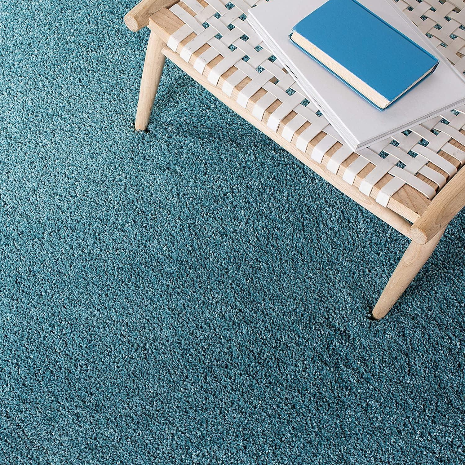 image:imageSAFAVIEH Milan Shag Collection Area Rug 51 x 8 Aqua Blue Solid Design NonShedding amp Easy to Clean Plush Thick Pile Ideal for Living Room Bedroom SG1806060Aqua