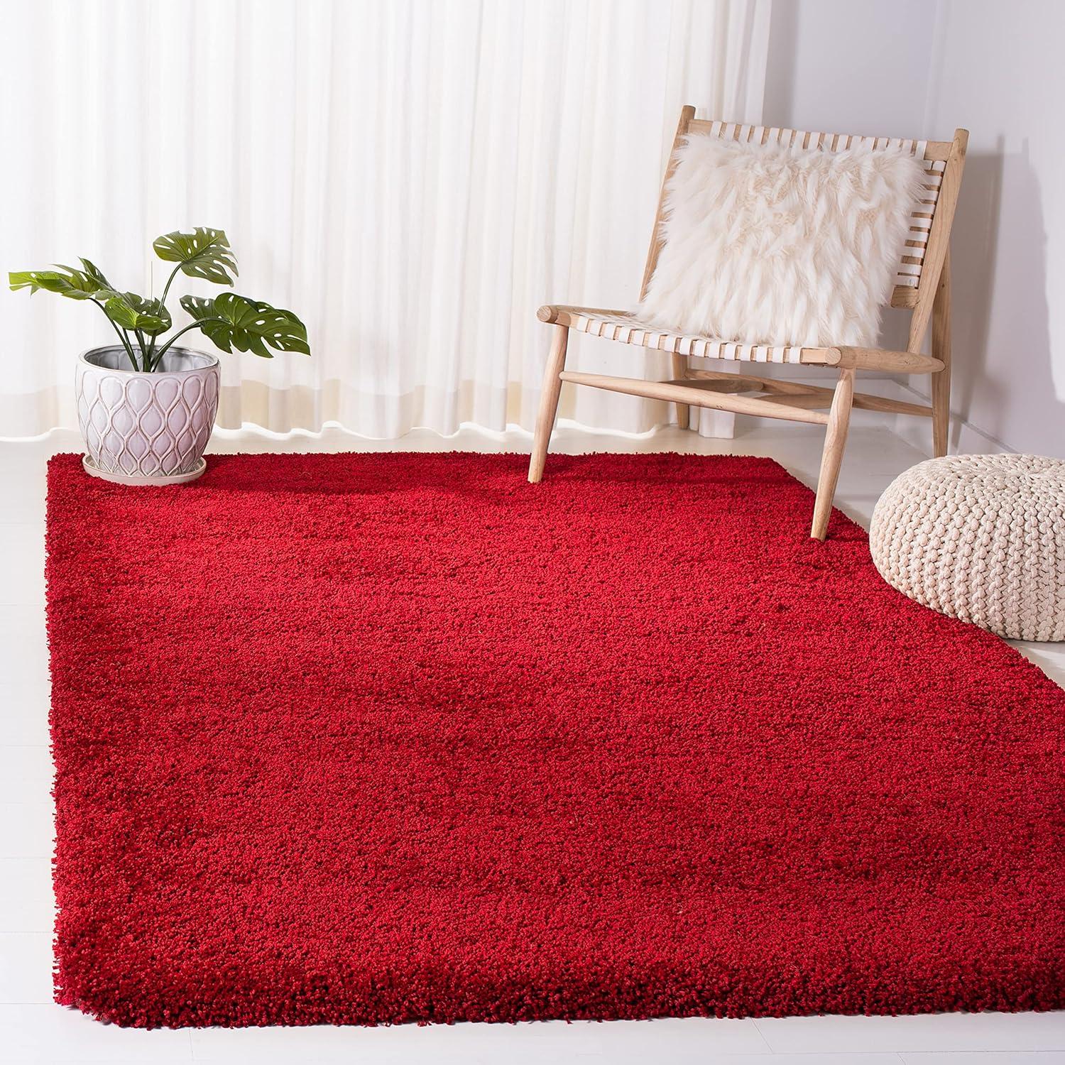 image:imageSAFAVIEH Milan Shag Collection Area Rug 51 x 8 Aqua Blue Solid Design NonShedding amp Easy to Clean Plush Thick Pile Ideal for Living Room Bedroom SG1806060Red